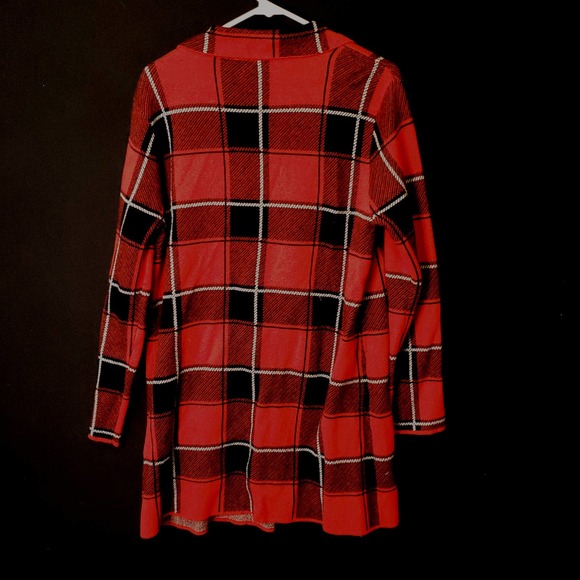 Red Plaid Women's Long Cardigan Sweater size M/L - Picture 2 of 2